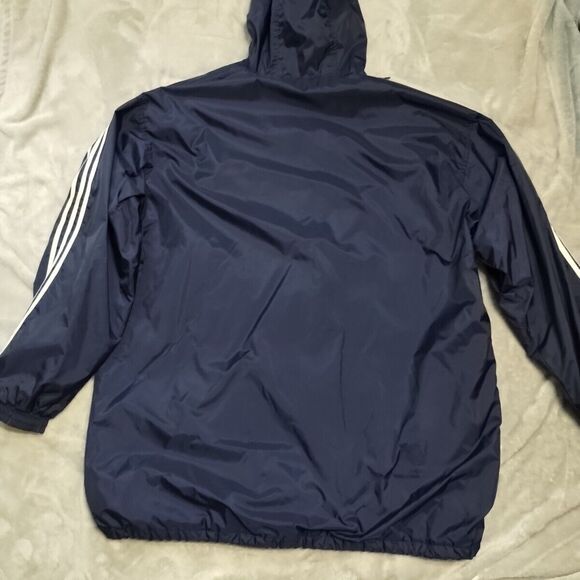 vintage adidas jacket Mens Size 2XL Navy Zip Button Parka - Picture 15 of 15